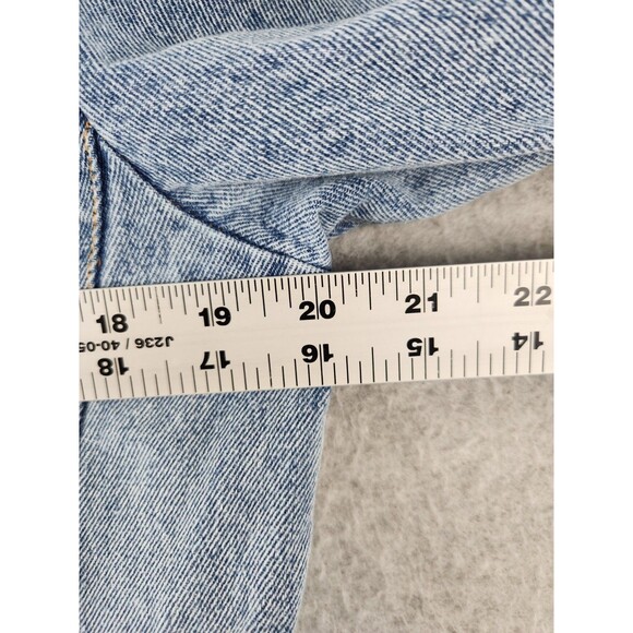 Beau‎ Hudson Men's Medium Light Blue Distressed Button Up Denim Jean Jacket Coat - Picture 5 of 14